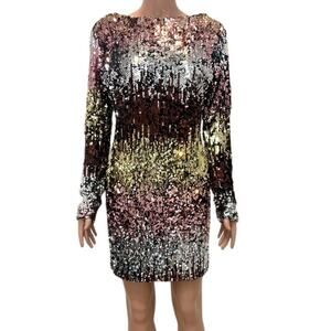 Xtaren large ombre sequin low back stretch mini dress D1 2890